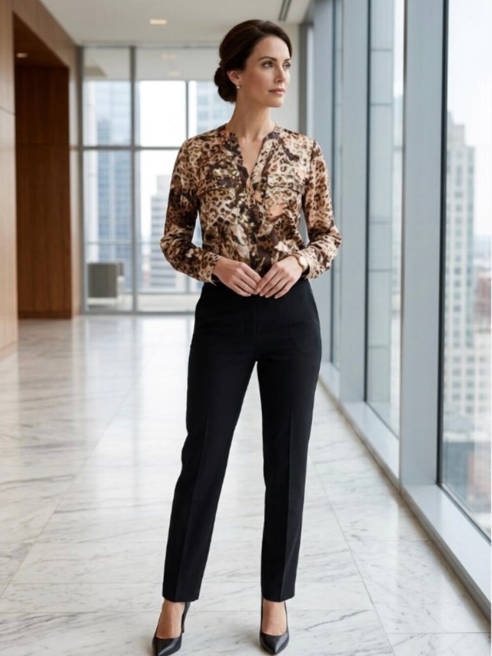 Calvin Klein Blouse S | Abstract Animal Print | Classy & Chic
